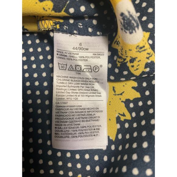 Banana Republic SZ 6 Nvy/White Polka Dot W/ Floral Design - Picture 3 of 11